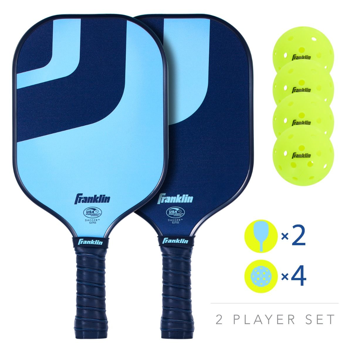 Franklin Dagger 2 Pickleball Paddles Plus 4 X-40 Pickleball Set